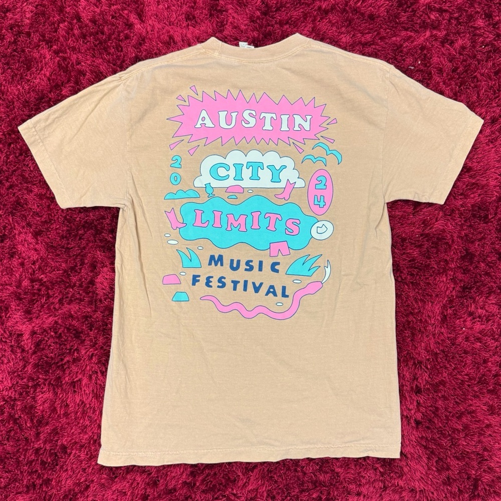 ACL Austin City Limits 2024 Band Merch Short Sleeve Shirt Tan Medium American